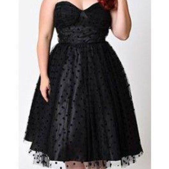 Dresses & Skirts - Unique Vintage Black Pok-a-dot tulle Dress Size 3X